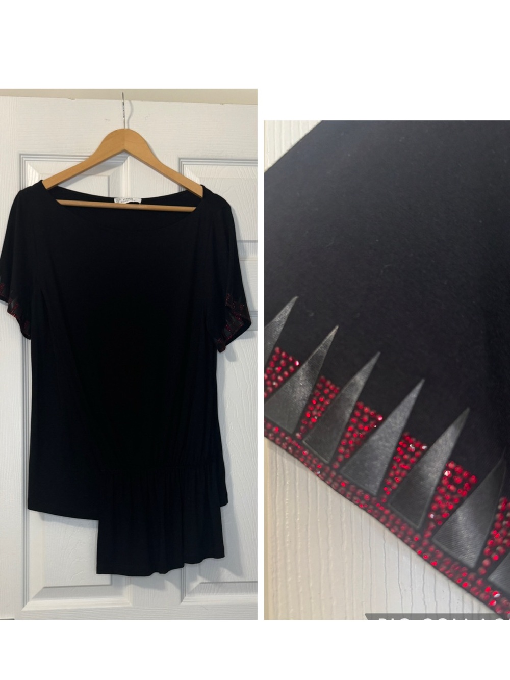 Versace Collection black top with jeweled sleeves